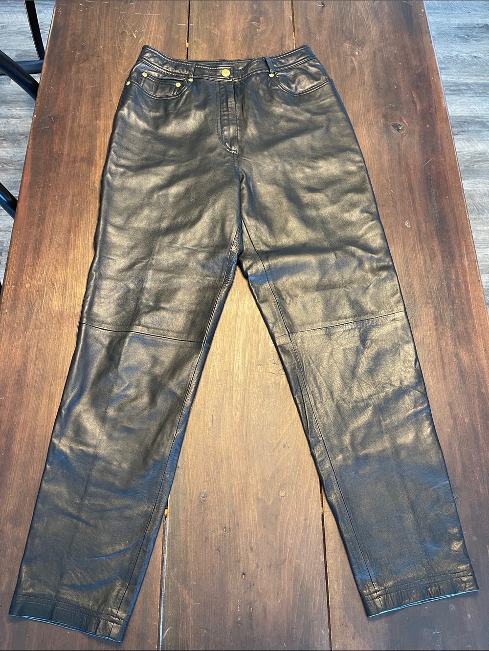 Vintage Y2K The Limited Black Leather Straight Leg Pants Women Size 12